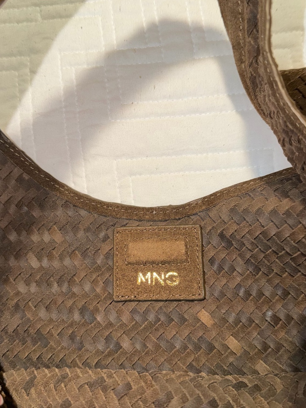 Mango Exclusive Online Braided Leather Shoulder Bag Brown NWOT - Picture 9 of 13